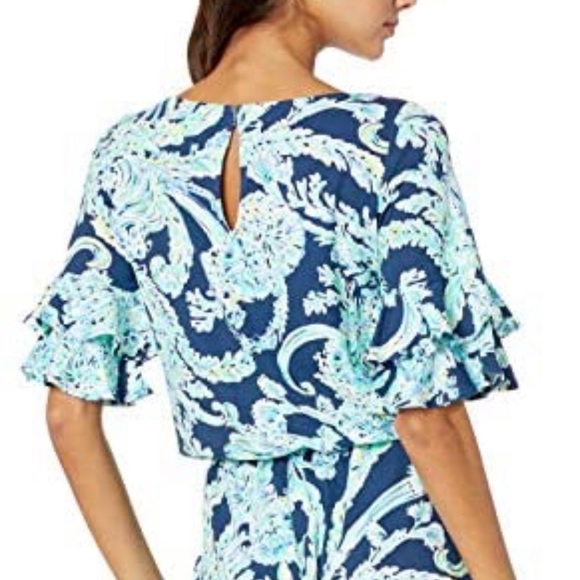 ⚓️NWT Lilly Pulitzer Lula romper Navy Scuba doo Sm - Picture 3 of 14